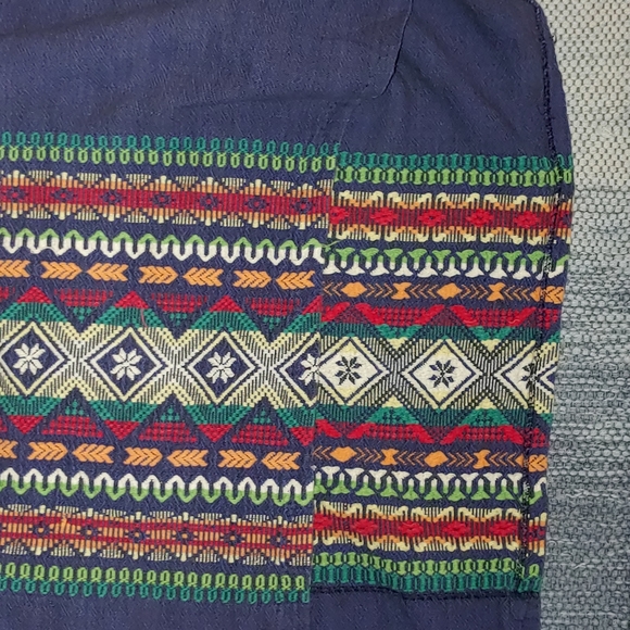 Womens Vintage 38 Inches From Pit to Bottom, 1 Slit, Navy Embroidered Dress - Picture 3 of 3